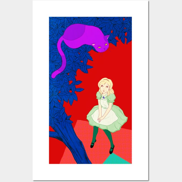 Alice and Cheshire cat Wall Art by saitmy